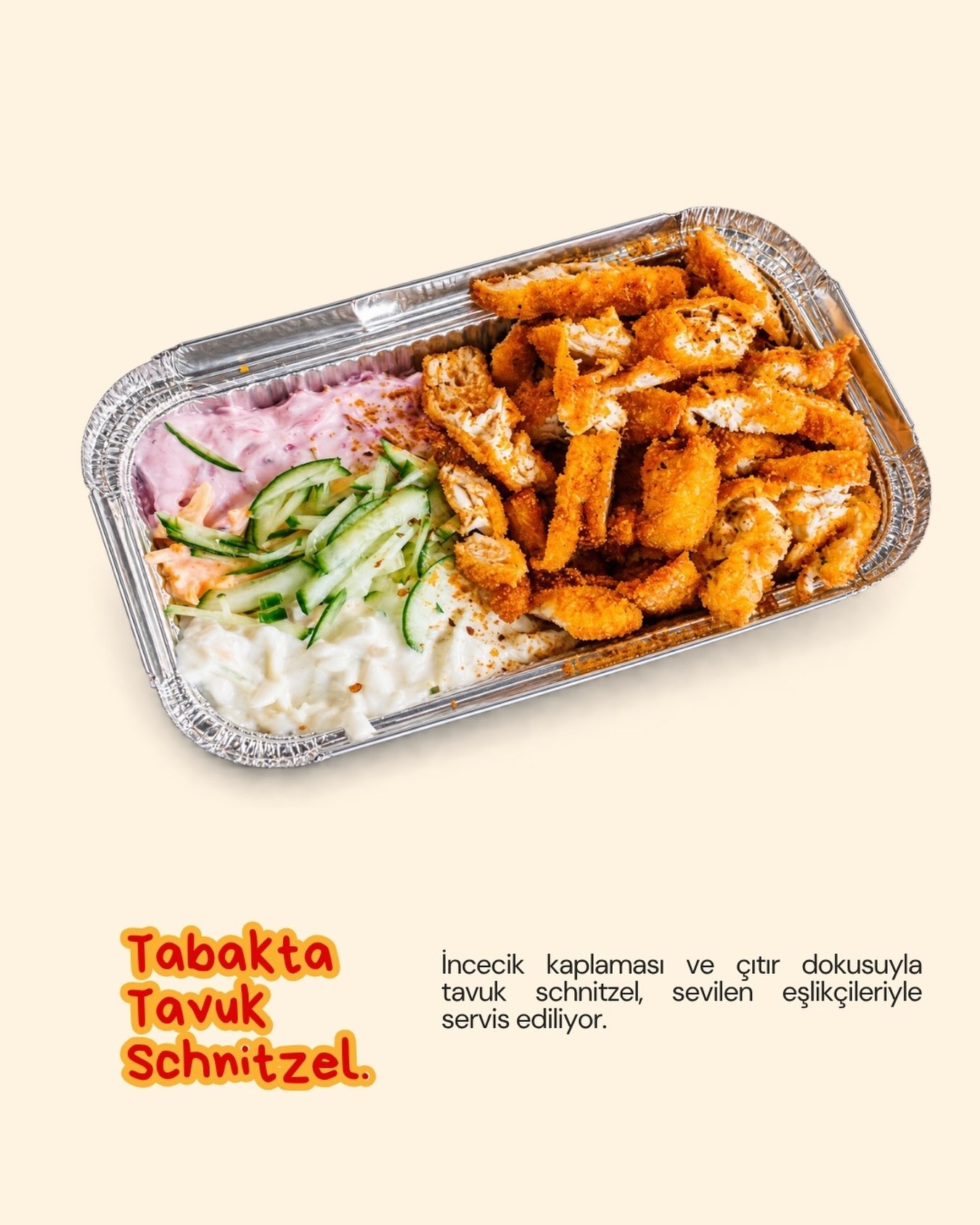 Tabakta tavuk schnitzel servisi